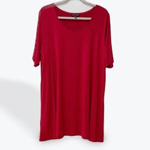 Eileen Fisher Red Short Sleeve Tunic Dress Women's Size XL